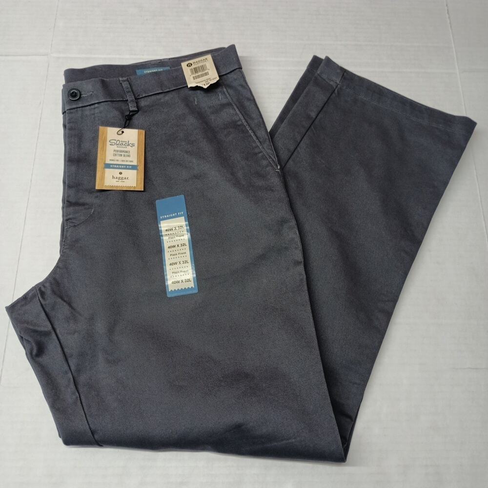 Haggar Performance Slacks Men's Size 40x32 Gray Straight Fit
